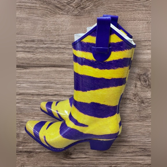 My Game Boots Rubber Waterproof Rain Boots LSU Tigers LA Lakers Cowgirl Size 7 - Picture 1 of 7